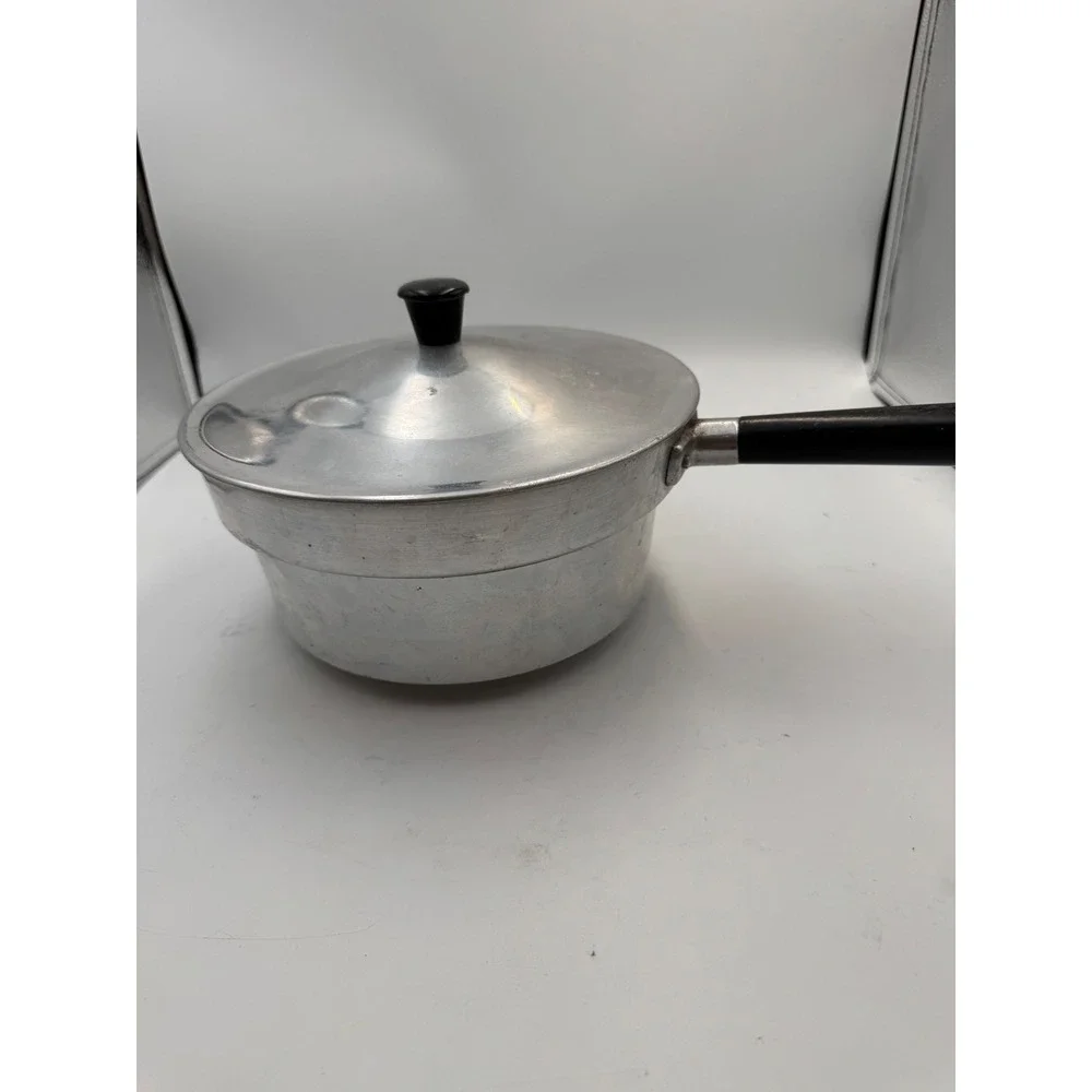 Vintage Cavalier Moderne National Silver Co Aluminum Double Boiler Pot Italy